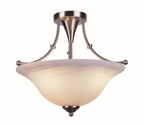 Trans Globe Perkins 3 Light Armed Semi Flush Indoor Ceiling Light with Glass Bowl Shade in Brushed Nickel Finish Model: 6540 BN