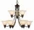 Trans Globe Perkins 9 Light 9 Shade Glass Bell 2 Tier Chandelier with Chain Brushed Nickel Finish Model: 6549 BN