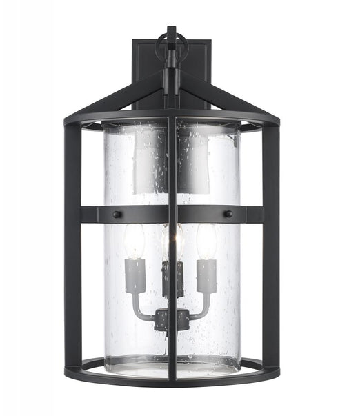 Trans Globe Prado 3 Light Outdoor Wall Sconce in Black Finish Model: 51682 BK