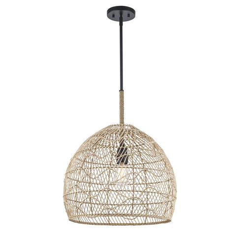 Trans Globe Reef 1 Light Rattan Pendant in Black Finish Model: PND-2248 BK