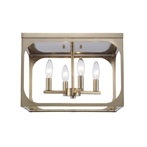 Trans Globe Ruby Ridge 4 Light Caged Flush Mount in Antique Gold Finish Model: 11711 AG