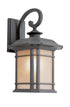 Trans Globe San Miguel Collection Craftsman Style Armed Wall Lantern with Tea Stain Glass Windows in Black Finish Model: 5821 BK