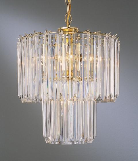 Trans Globe Tranquility 5 Light 5 Light 2 TIER STRAIGHT ACRY CHAND in Polished Brass Finish Model: 9646 PB