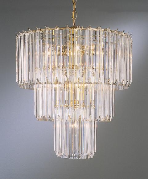 Trans Globe Tranquility 9 Light 9 Light 3 TIER STRAIGHT ACRY CHAND in Polished Brass Finish Model: 9647 PB