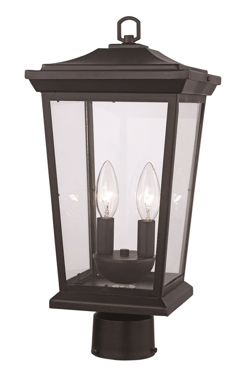 Trans Globe Turlock 12 Inch Postmount Lantern in Black Finish Model: 50777 BK