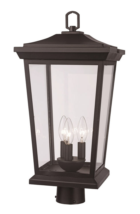 Trans Globe Turlock 15 Inch Postmount Lantern in Black Finish Model: 50778 BK