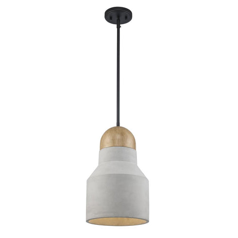 Trans Globe UrbanConcrete 1 Light Single Pendant in Black Finish Model: PND-2266 BK