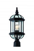 Trans Globe Wentworth 1 Light POST TOP LANTERN BEVELED G in Black Finish Model: 4186 BK