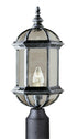 Trans Globe Wentworth 1 Light POST TOP LANTERN BEVELED G in Black Finish Model: 4186 BK