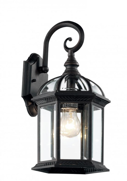 Trans Globe Wentworth 1 Light WALL SML DOWN OUTD BVLD GL in Black Finish Model: 4181 BK