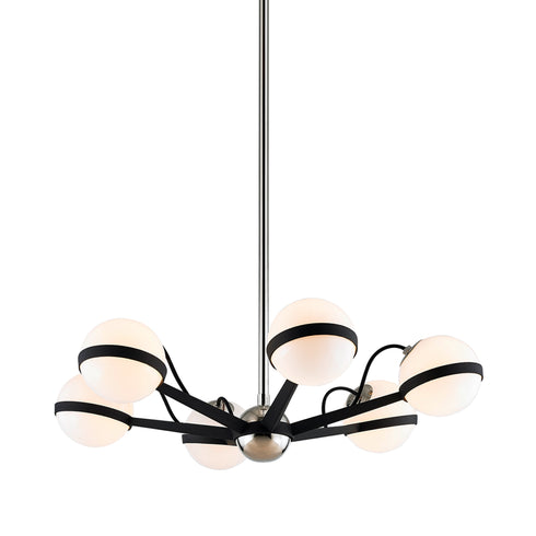 Troy Ace Chandelier in Textured Black and Polish Nickel Finish Model: F7163-TBK/PN