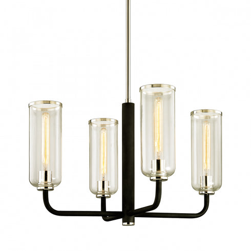 Troy Aeon Chandelier in Textured Black & Polish Nickel Finish Model: F6274-TBK/PN