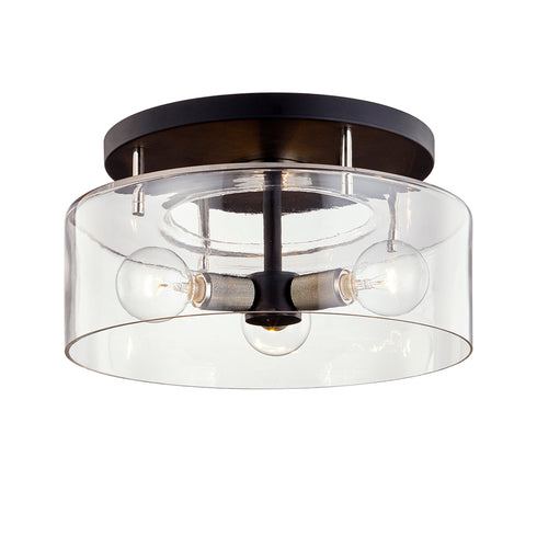 Troy Bergamot Station Semi Flush in Carbide Black and Polished Nickel Finish Model: C7552-TBK/PN