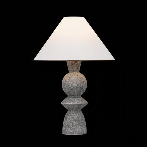 Troy Cyrah Table Lamp in Patina Brass / Ceramic Lunar Grey Finish Model: PTL2529-PBR/CLG