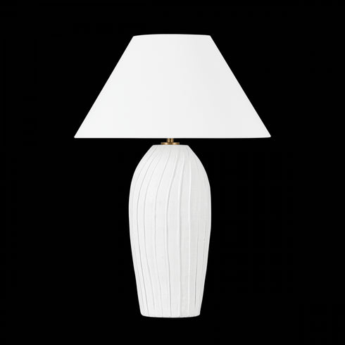 Troy Deacon Table Lamp in Patina Brass/Ceramic Loft White Finish Model: PTL2231-PBR/CLW