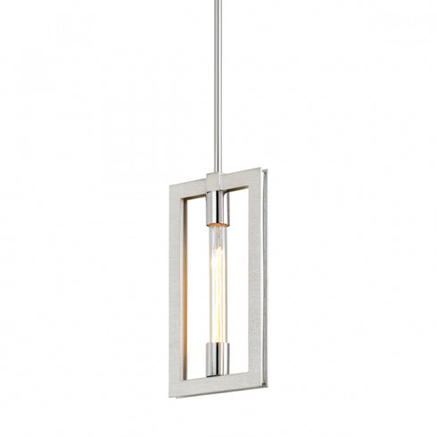 Troy Enigma Pendant in Silver Leaf with Stainless Acc Finish Model: F7103-SL/SS