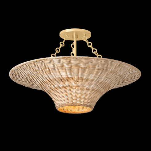 Troy Ketan Semi Flush in Vintage Gold Leaf Finish Model: C2425-VGL