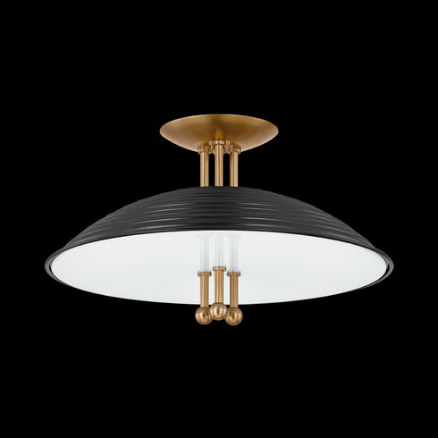 Troy Larkin Semi Flush in Patina Brass/Soft Black Finish Model: C4416-PBR/SBK