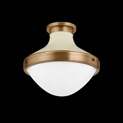 Troy Maxton Flush Mount in Patina Brass and Soft Sand Finish Model: C3113-PBR/SSD