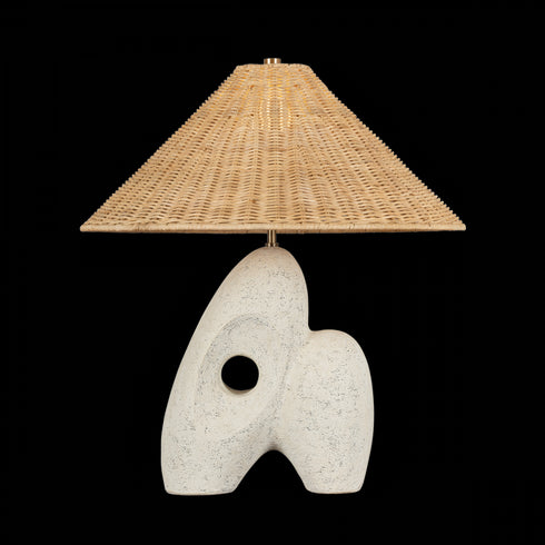 Troy Nairn Table Lamp in Patina Brass / Ceramic Rustic Bone Finish Model: PTL3425-PBR/CUB