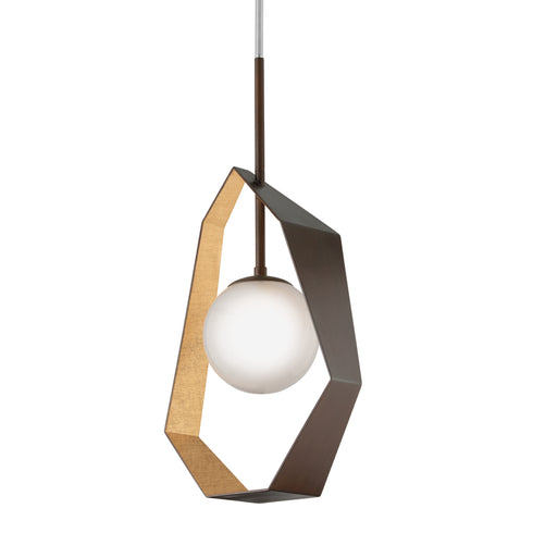 Troy Origami Pendant in BRONZE WITH GOLD LEAF Finish Model: F5524-BRZ/GL/SS