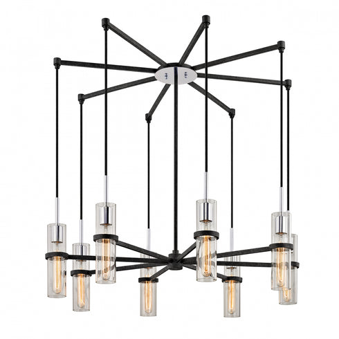 Troy Xavier Chandelier in Textured Iron Finish Model: F6198-TRN/PC