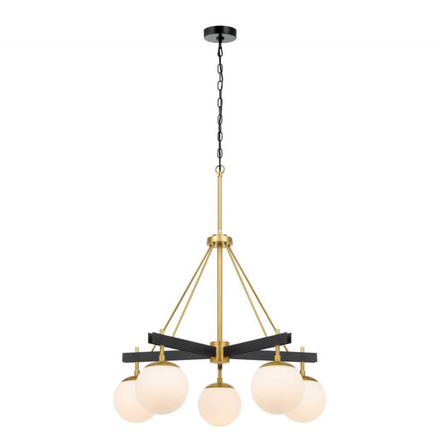 Varaluz Allie 5 Light Chandelier Blac Satin Brass Model: 352C05BLSB