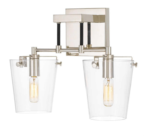 Varaluz Arlo 2 Light Wall Blac Polished Nickel Model: 351K02BLPN