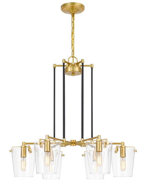 Varaluz Arlo 6 Light Chandelier Blac Brass Model: 351C06BLSB