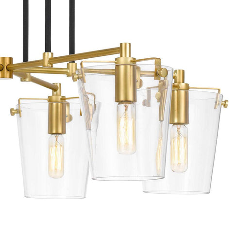 Varaluz Arlo 6 Light Chandelier Blac Brass Model: 351C06BLSB