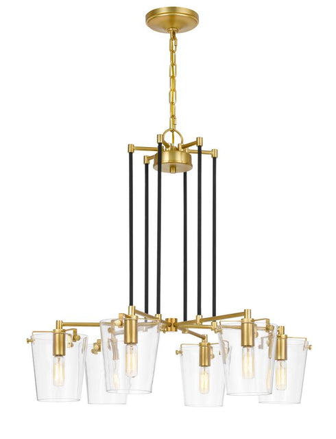 Varaluz Arlo 6 Light Chandelier Blac Brass Model: 351C06BLSB