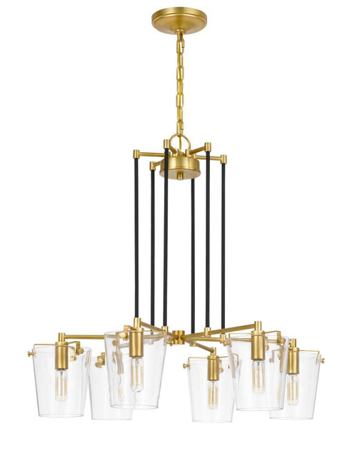 Varaluz Arlo 6 Light Chandelier Blac Brass Model: 351C06BLSB