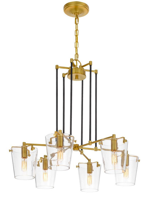 Varaluz Arlo 6 Light Chandelier Blac Brass Model: 351C06BLSB