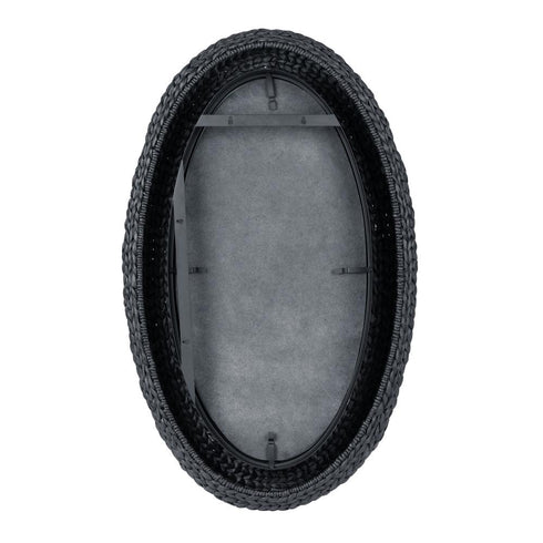 Varaluz Athena 24x40 Oval Wall Mirror Matte Blac Black Seagrass in Matte Black/Black Seagrass Finish Model: 457MI24MBB