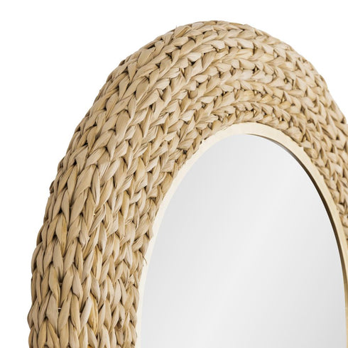 Varaluz Athena 30 in Round Wall Mirror French Gol Natural Seagrass in French Gold/Natural Seagrass Finish Model: 457MI30FGN