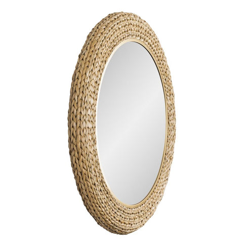 Varaluz Athena 40 in Round Wall Mirror French Gol Natural Seagrass in French Gold/Natural Seagrass Finish Model: 457MI40FGN