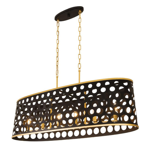 Varaluz Bailey 6 Light Linear Pendant Matte Blac Model: 346N06MBFG