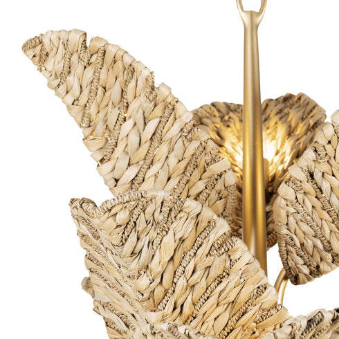 Varaluz Banana Leaf 12 Light Chandelier French Gol Natural Seagrass in French Gold/Natural Seagrass Finish Model: 901C12FGN