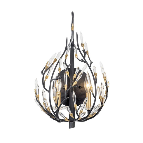 Varaluz Bask 2 Light Crystal Sconce Matte Blac Model: 271K02MBFG