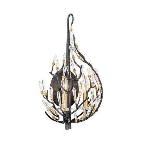 Varaluz Bask 2 Light Crystal Sconce Matte Blac Model: 271K02MBFG