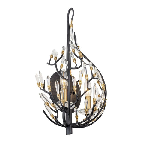 Varaluz Bask 2 Light Crystal Sconce Matte Blac Model: 271K02MBFG
