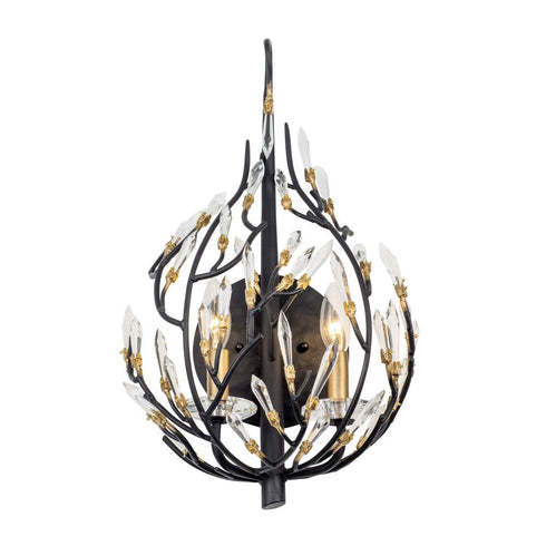 Varaluz Bask 2 Light Crystal Sconce Matte Blac Model: 271K02MBFG