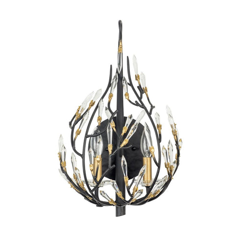 Varaluz Bask 2 Light Crystal Sconce Matte Blac Model: 271K02MBFG