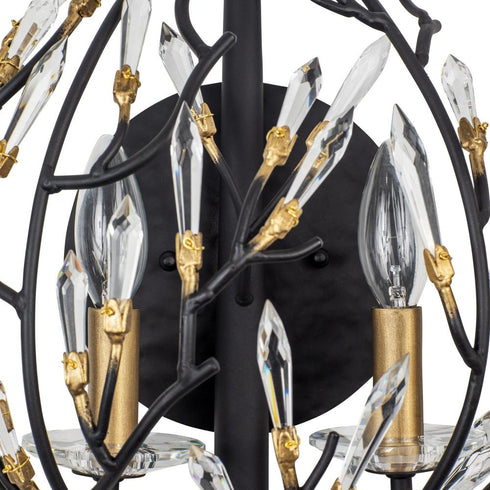 Varaluz Bask 2 Light Crystal Sconce Matte Blac Model: 271K02MBFG