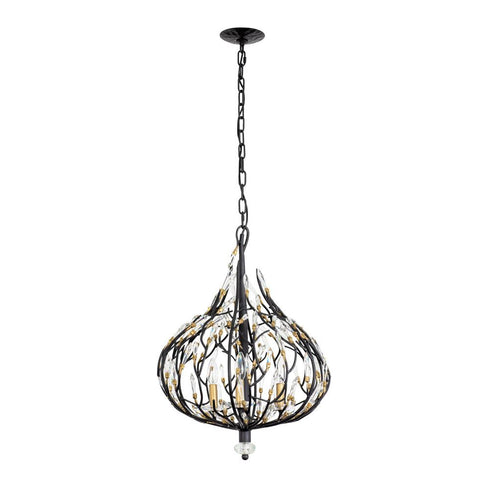Varaluz Bask 3 Light Crystal Pendant Matte Blac Model: 271P03MBFG