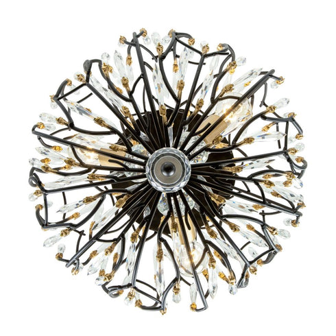 Varaluz Bask 3 Light Crystal Semi Flush Matte Blac Model: 271S03MBFG