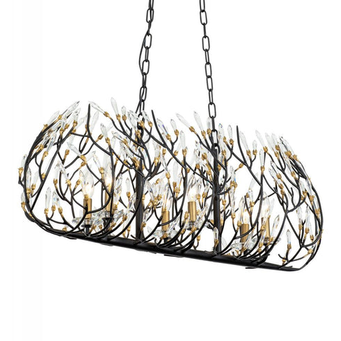 Varaluz Bask 6 Light Crystal Linear Pendant Matte Model: 271N06MBFG