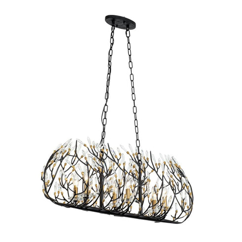 Varaluz Bask 6 Light Crystal Linear Pendant Matte Model: 271N06MBFG