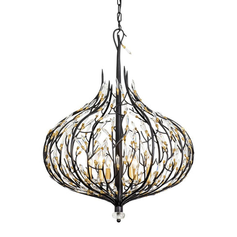 Varaluz Bask 6 Light Crystal Pendant Matte Blac Model: 271P06MBFG