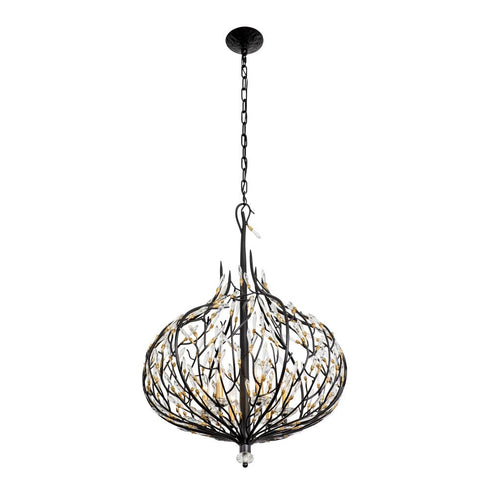 Varaluz Bask 6 Light Crystal Pendant Matte Blac Model: 271P06MBFG